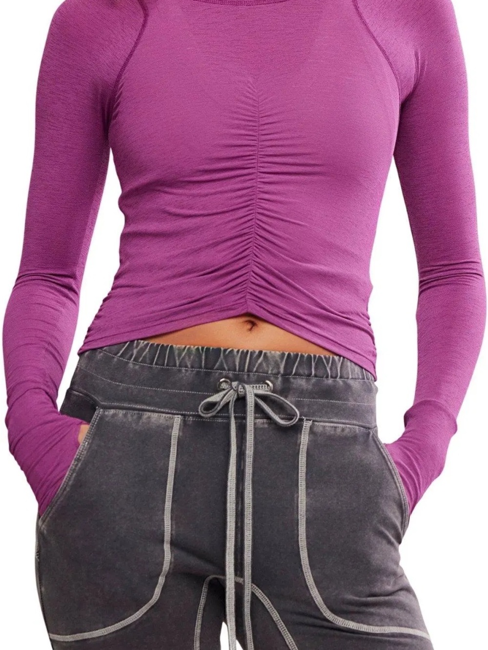 FP Movement Tempo Ruched Long-Sleeve Top - Mulberry